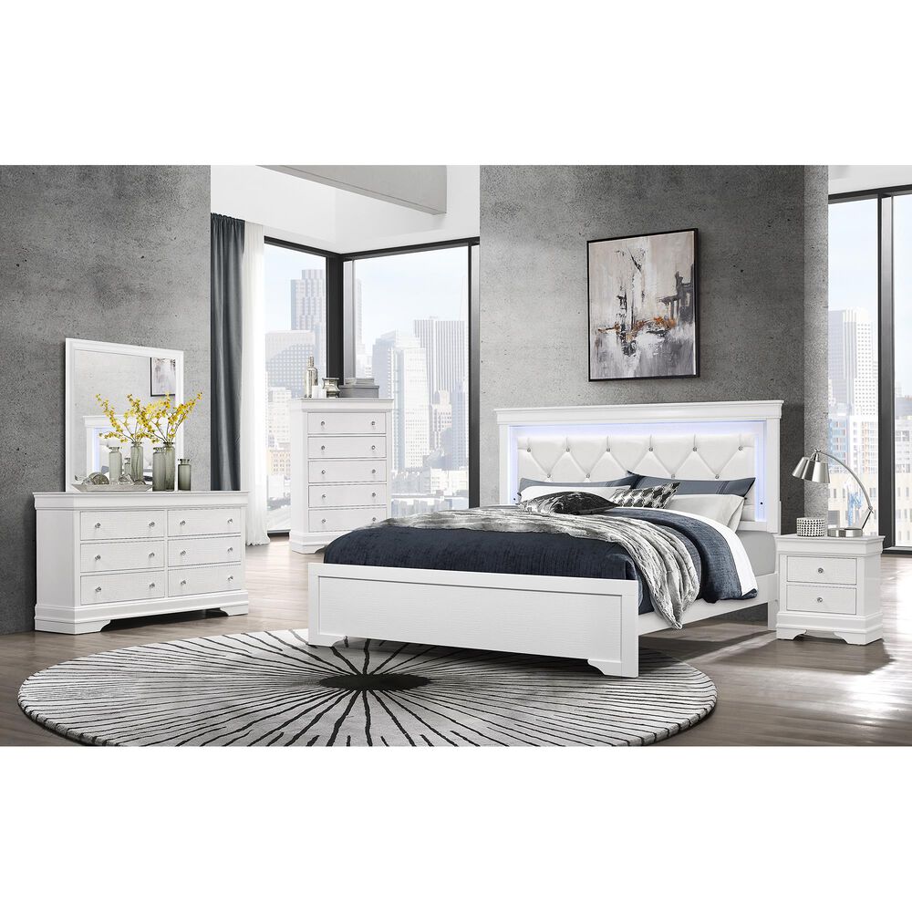 Global Furniture USA Pompei King Bed in Metallic White, , large