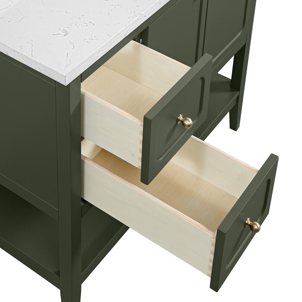 37B Ravello 36" Single Bathroom Vanity Cabinet in Deep Olive Green with Marble Top and Backsplash, , large