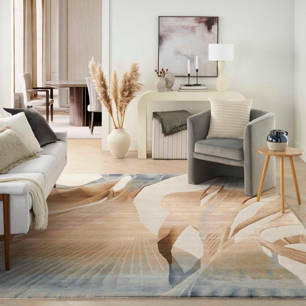 Nourison Prismatic 7&#39;9&quot; x 9&#39;9&quot; Sand, Grey and Gold Area Rug, , large