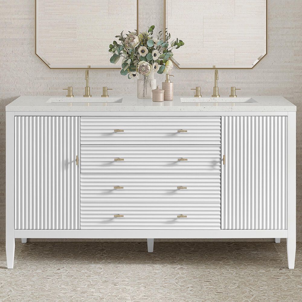 James Martin Vanities Myrrin 60&quot; Double Vanity in Bright White with 3 cm Lime Delight Quartz Top, , large