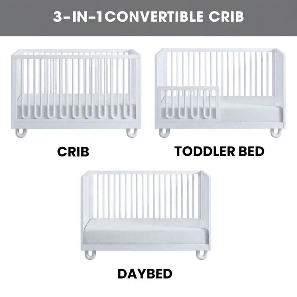 Oxford Baby Meridian 3-in-1 Convertible Crib in White, , large