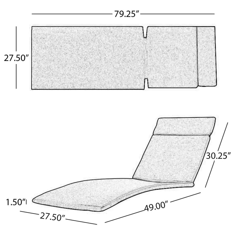 Hearth and Haven Salem 27.5&quot; x 79.25&quot; Outdoor Chaise Lounge Cushion in Orange &#40;Set of 2&#41;, , large