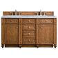 James Martin Vanities Bristol 60" Double Bathroom Vanity in Saddle Brown with 3 cm Eternal Jasmine Pearl Quartz Top and Rectangular Sinks, , large
