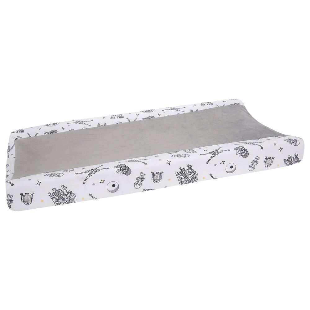 Lambs and Ivy Star Wars Millennium Falcon Changing Pad Cover in White and Gray Soft, , large