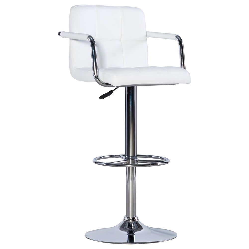 Parkerville Furniture Line Quilted Barstool With White Seat In Chrome Nebraska Furniture Mart
