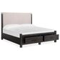 Nicolette Home Plum Creek King Upholstered Storage Bed with Two Nightstands in Ravenwood Black, , large