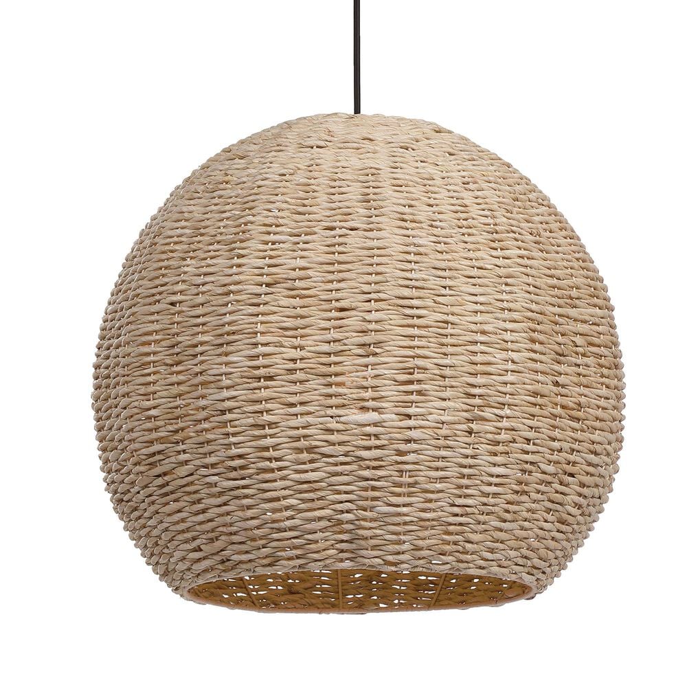Uttermost 1-Light Seagrass Dome Pendant in Antique Brass, , large