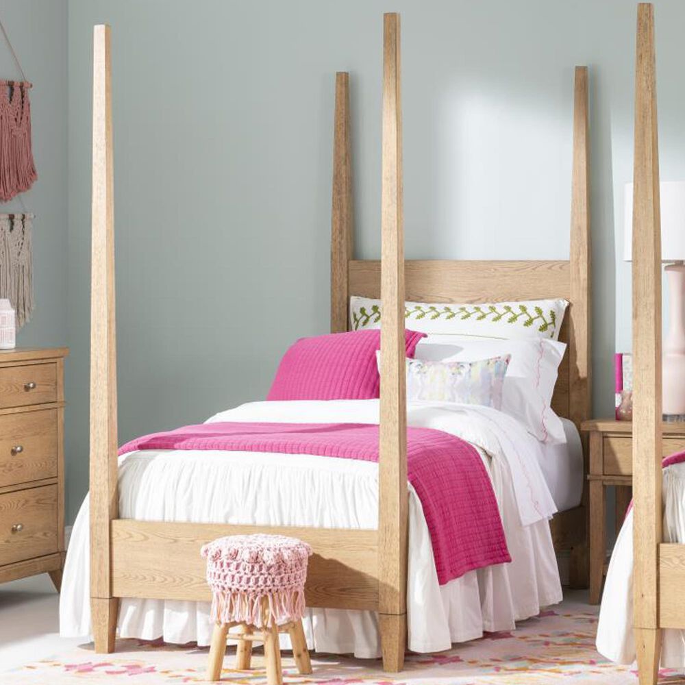 St Claire Home Today's Traditions Twin Platform Poster Bed in Natural Hickory, , large