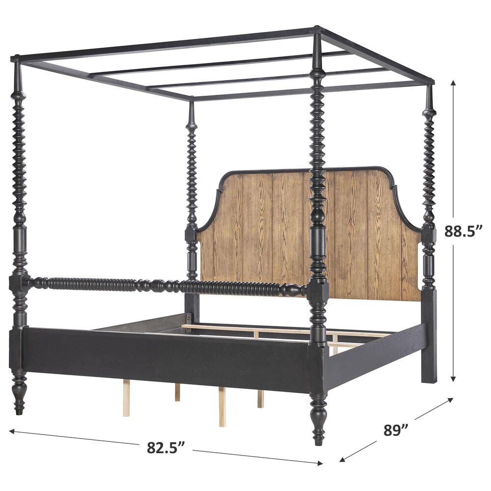 Legacy Classic Vintage Market King Canopy Bed in Barnwood Oak and Kettle Black, , large