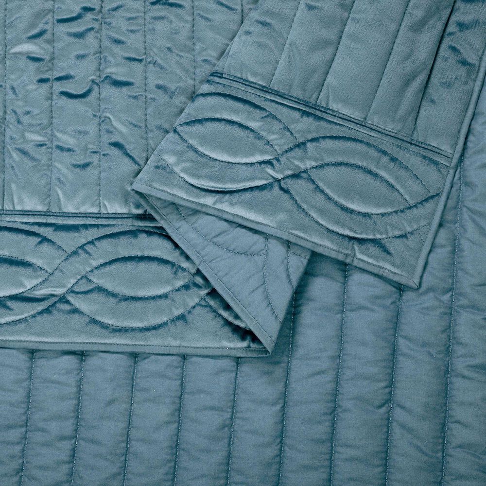 Peking Handicraft Velvet Cable Luxury 3-Piece Full/Queen Quilt Set in Blue, , large