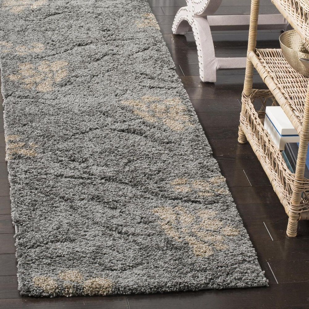 Safavieh Florida Shag SG464-8013-27 2"3" x 7" Grey/Beige Runner, , large