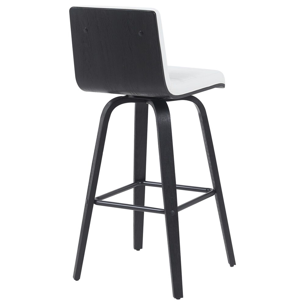Armen Living Vienna Swivel Bar Height Stool with Snow White Upholstery in Black Brushed, , large