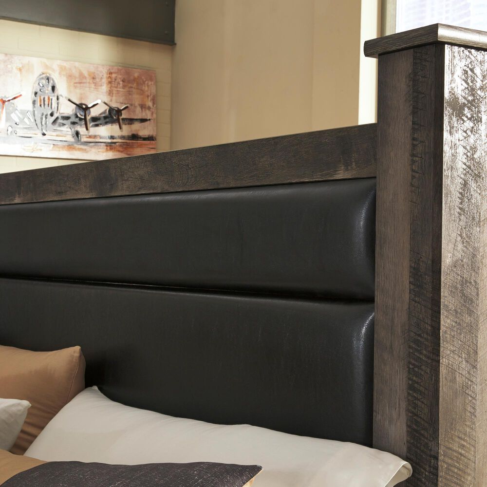 Ashley Wynnlow Queen Upholstered Poster Bed in Gray, , large