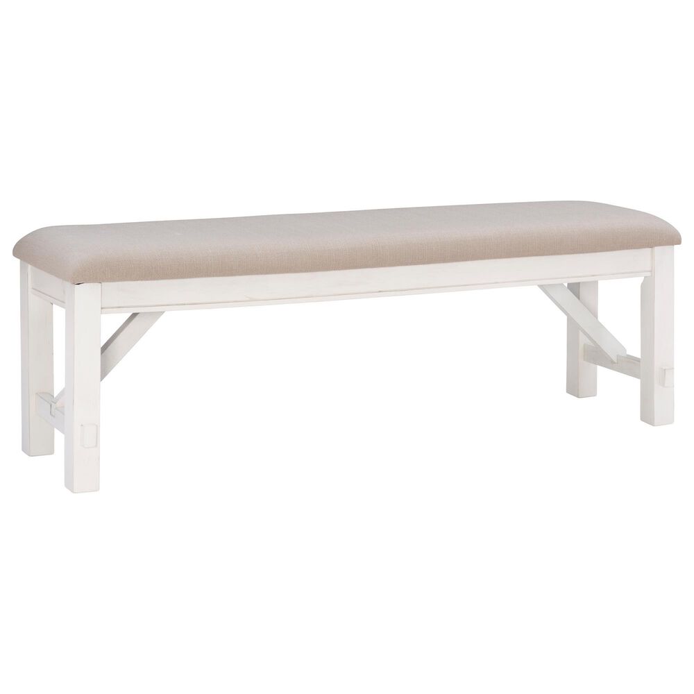Linon Home Decor Turino Padded Dining Bench in Smokey White, , large