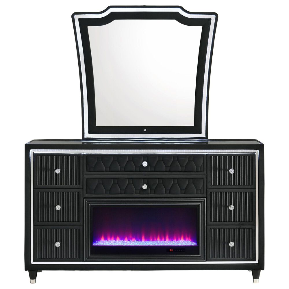 Pacific Landing Lorient Flame Box Dresser and Mirror in Black, , large