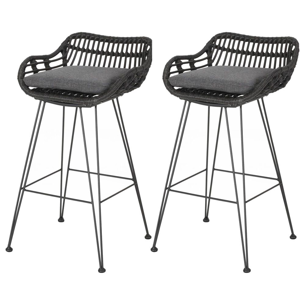 Hearth and Haven Dale Bar Stool in Grey (Set of 2), , large