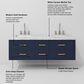 Lexora Home Castor 60" Double Bathroom Vanity in Blue with 2 cm White Carrara Marble Top and Rectangular Sinks, , large