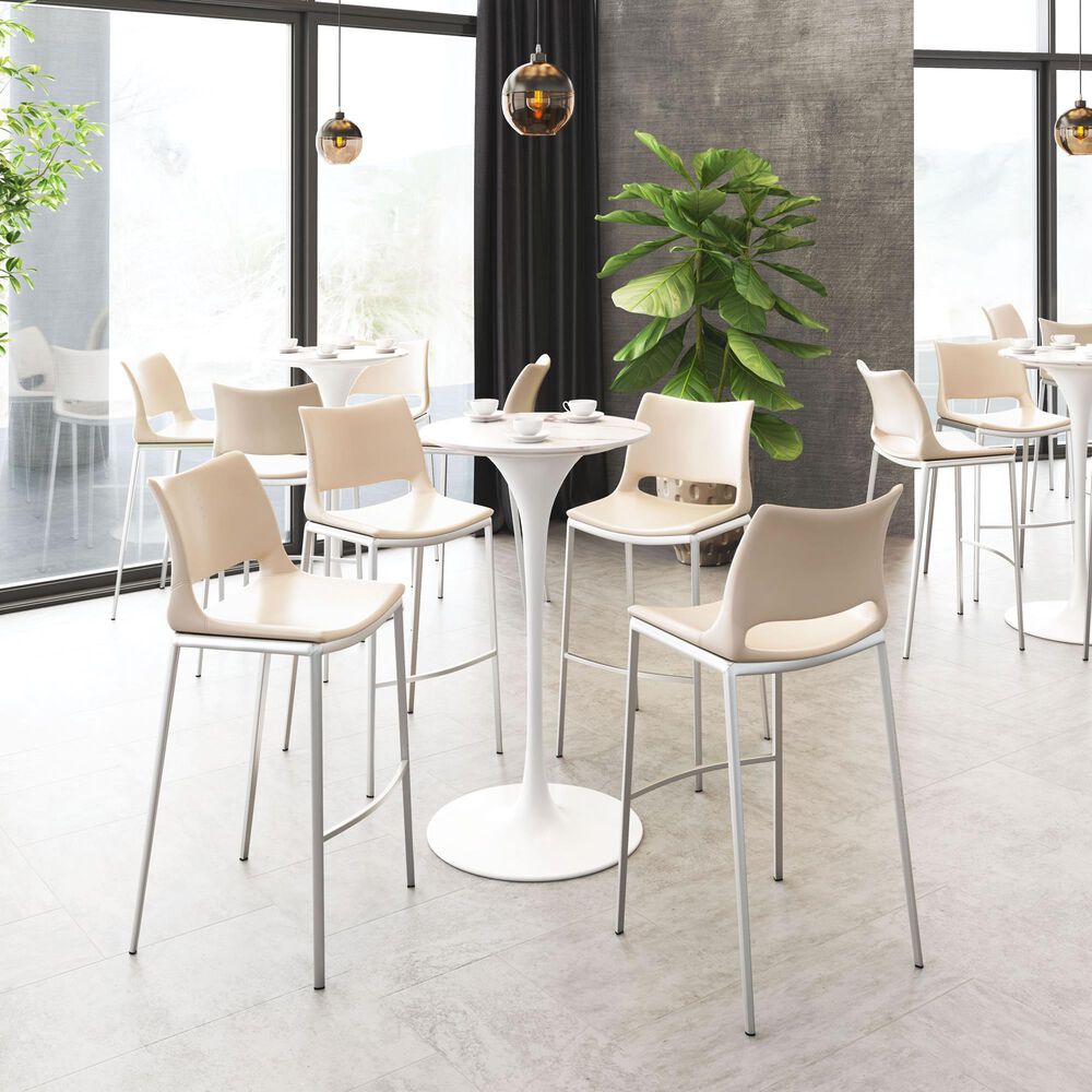 Zuo Modern Ace Bar Stool in Light Pink and Silver &#40;Set of 2&#41;, , large
