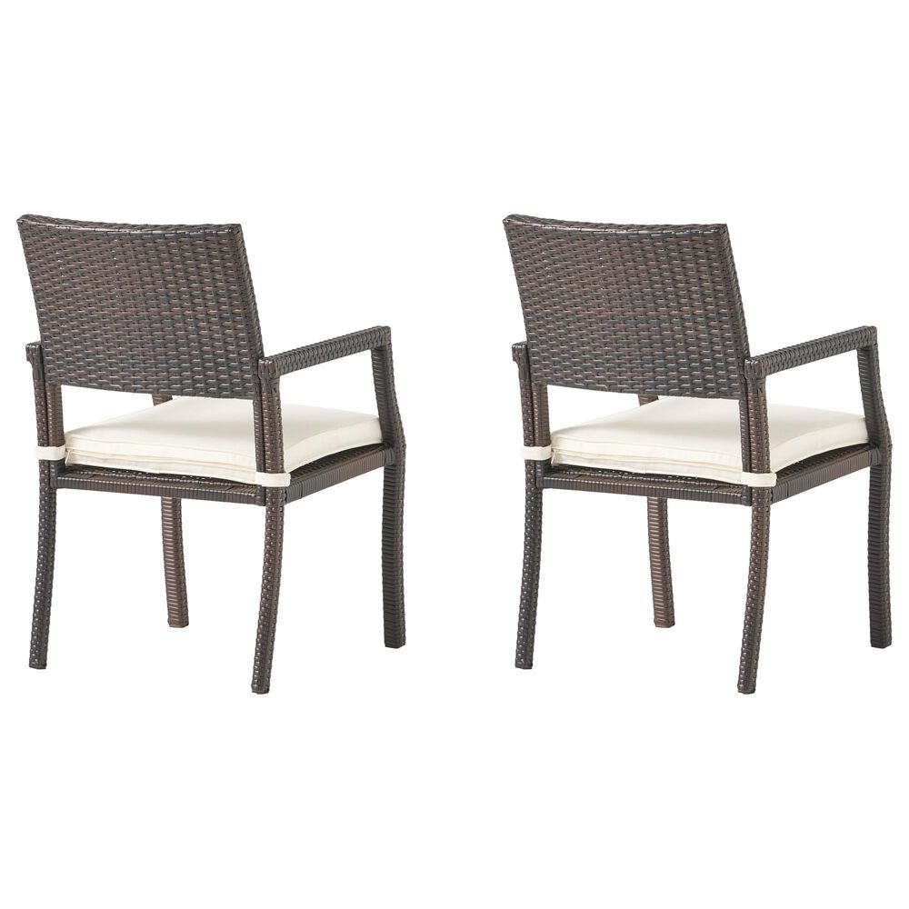 Hearth and Haven Rhode Island Rattan Dining Chair with White Cushion in Brown &#40;Set of 2&#41;, , large