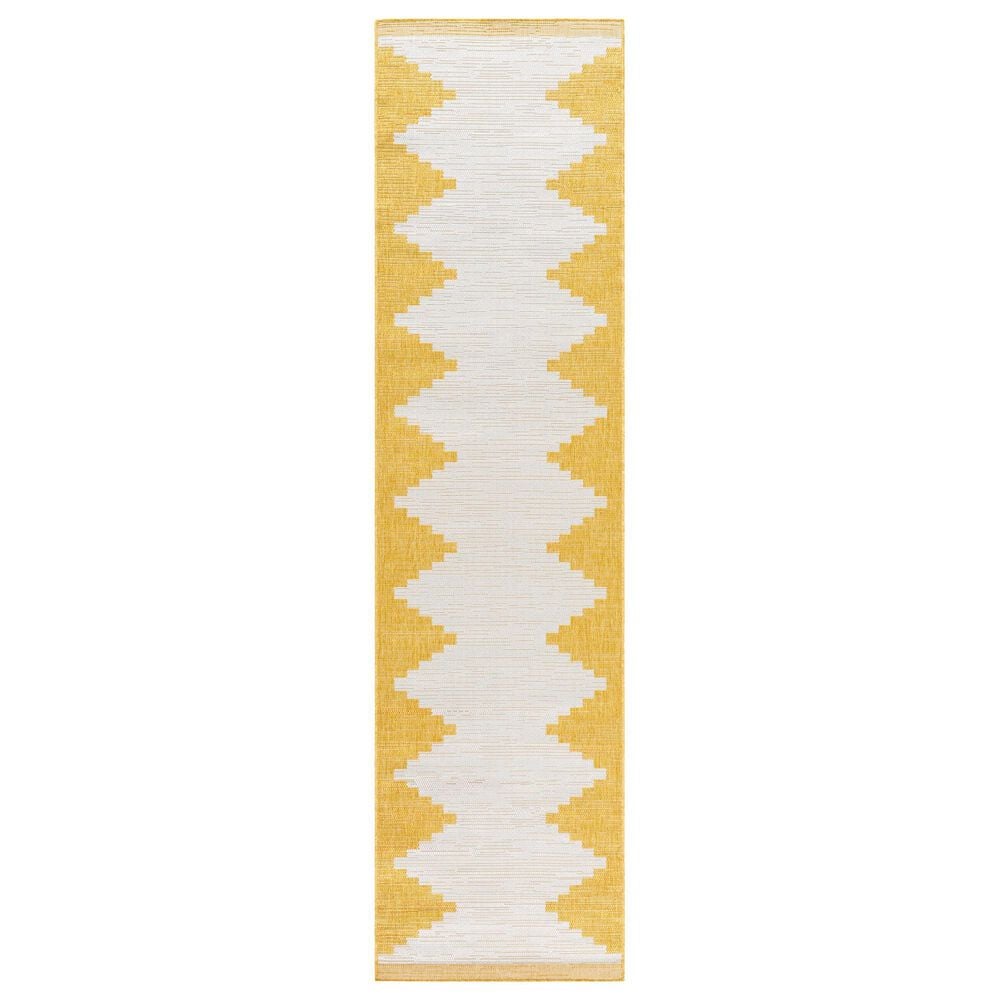 Surya Eagean EAG-2437 Mustard and Ivory 2"7" x 10" Indoor/Outdoor Runner, , large