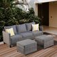 HOMLUX 3-Piece 77" Patio Sofa and Ottoman Set in Dark Grey, , large