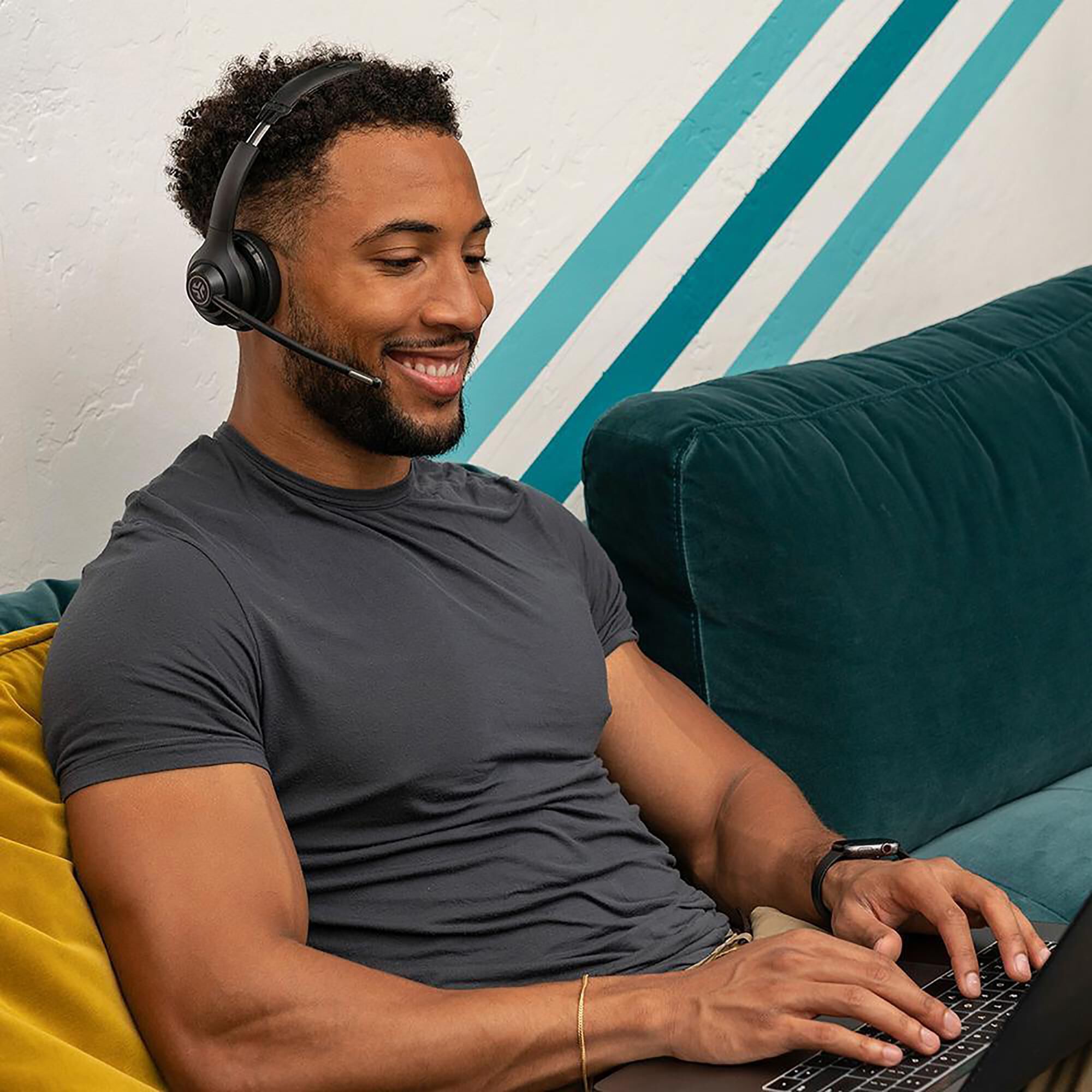 JLab Go Work Wireless On Ear Office Headset in Black NFM