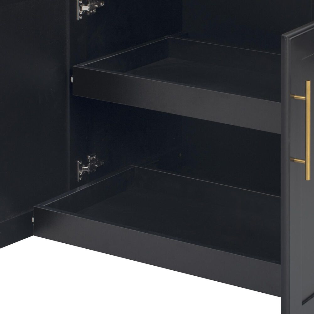 HOMLUX 59.3'' Kitchen Island with Trash Can Storage in Black and Natural, , large