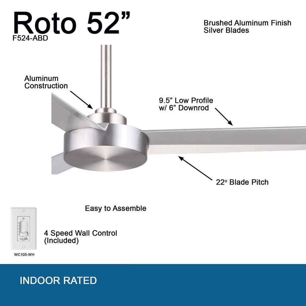 Minka-Aire Roto 52" Ceiling Fan in Brushed Aluminum, , large