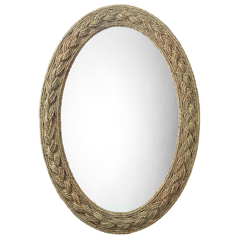 Splendor Living Lark Braided Seagrass Oval Mirror in Natural, , large