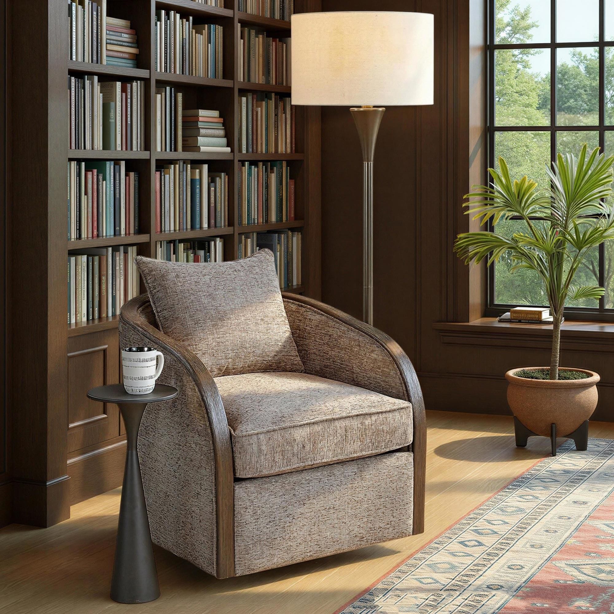 LumiSource Gemma Swivel Accent Chair in Mocha