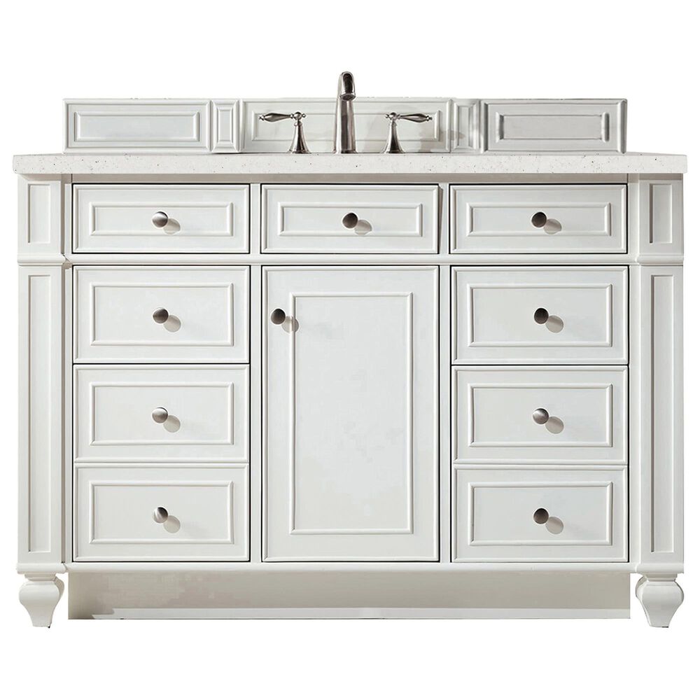 James Martin Vanities Bristol 48" Single Bathroom Vanity in Bright White with 3 cm Lime Delight Quartz Top and Rectangular Sink, , large