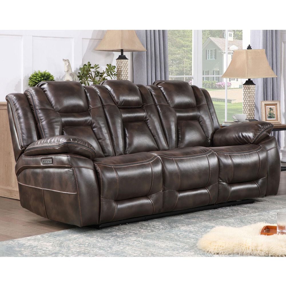 Steve Silver Oportuna Dual-Power Reclining Sofa with Drop-Down Table in Coffee, , large