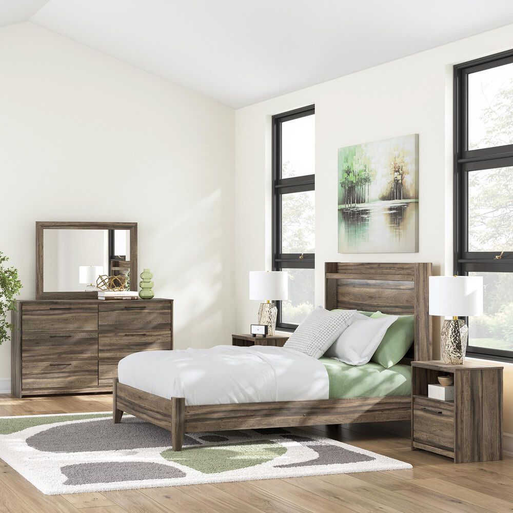 Ashley Elbrim 4-Piece Full Panel Bedroom Set in Weathered Brown, , large