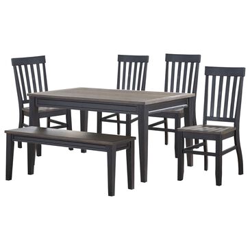 Steve Silver Raven Noir 6-Piece Rectangle Dining Set in Ebony and Driftwood, , large