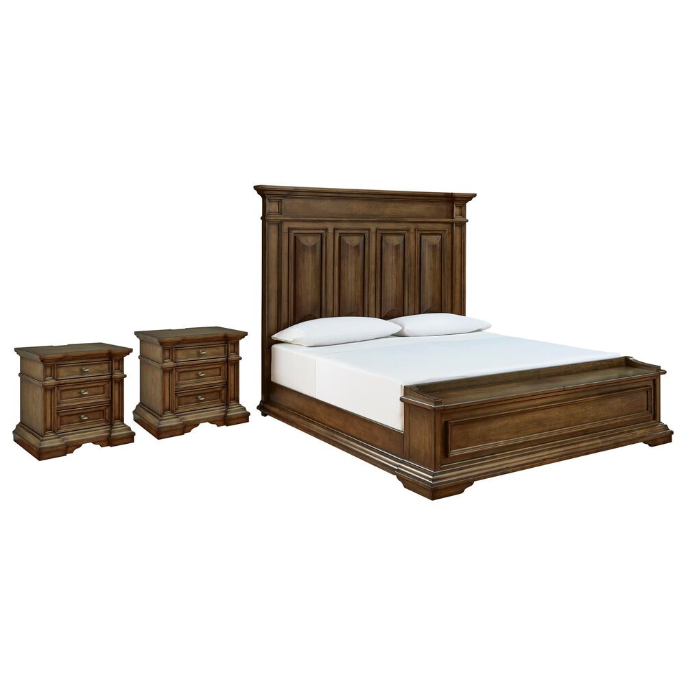 Millenium Frantanna King Panel Storage Bed with Two Nightstands in Brown, , large