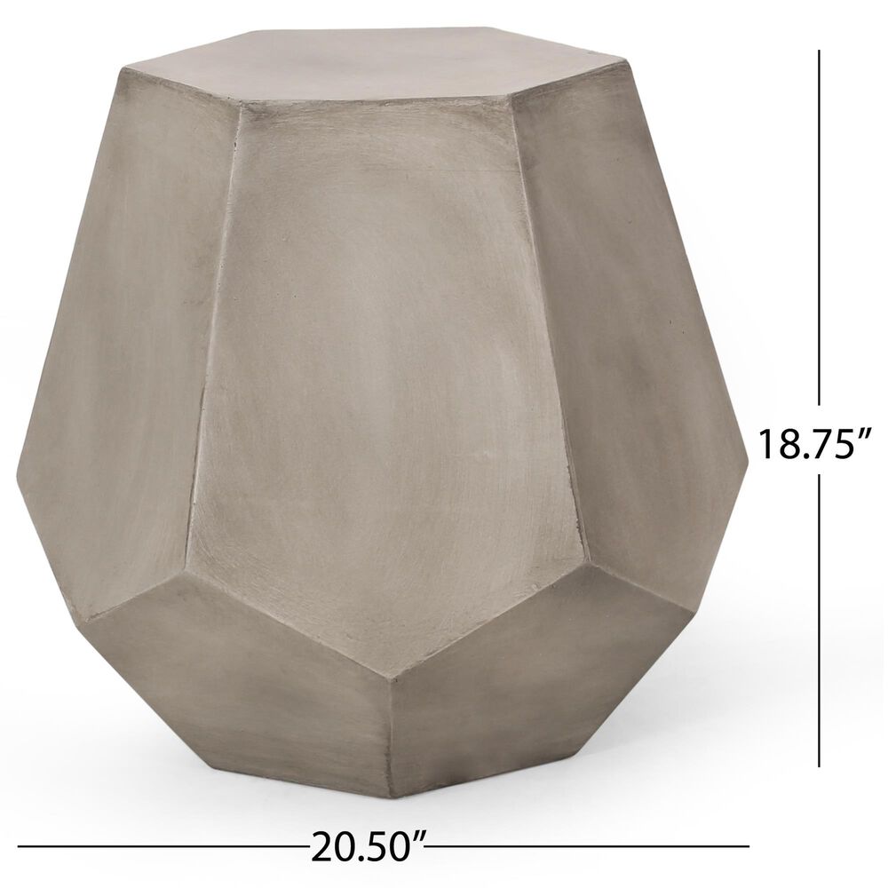 Hearth and Haven Calgary Hexagonal Patio Side Table in Light Grey, , large