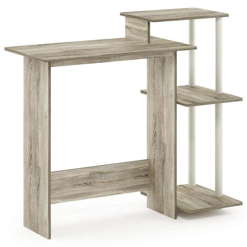 HOMLUX 40" Computer Desk with Open Side Shelves in Sonoma Oak and White, , large