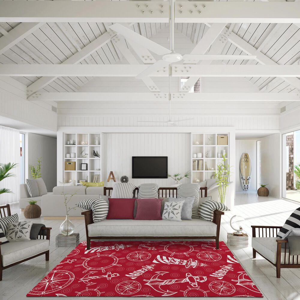 Dalyn Rug Company Harbor Nautical 10&#39; x 14&#39; Red Indoor/Outdoor Area Rug, , large