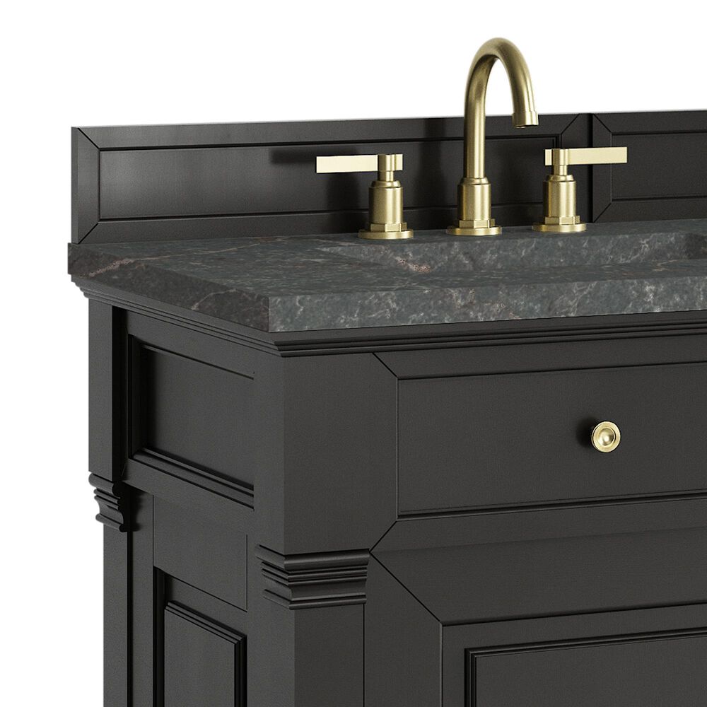 James Martin Vanities Brookfield 60&quot; Double Bathroom Vanity in Black Onyx with 3 cm Parisien Bleu Quartz Top and Rectangular Sinks, , large