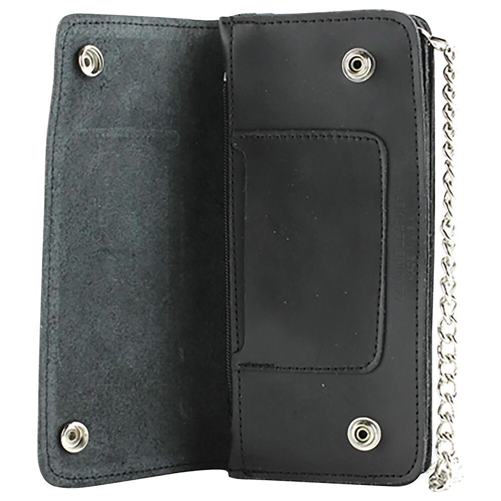 Black Canyon Outfitters 7&quot; Leather Wallet Biker with Chain in Black, , large