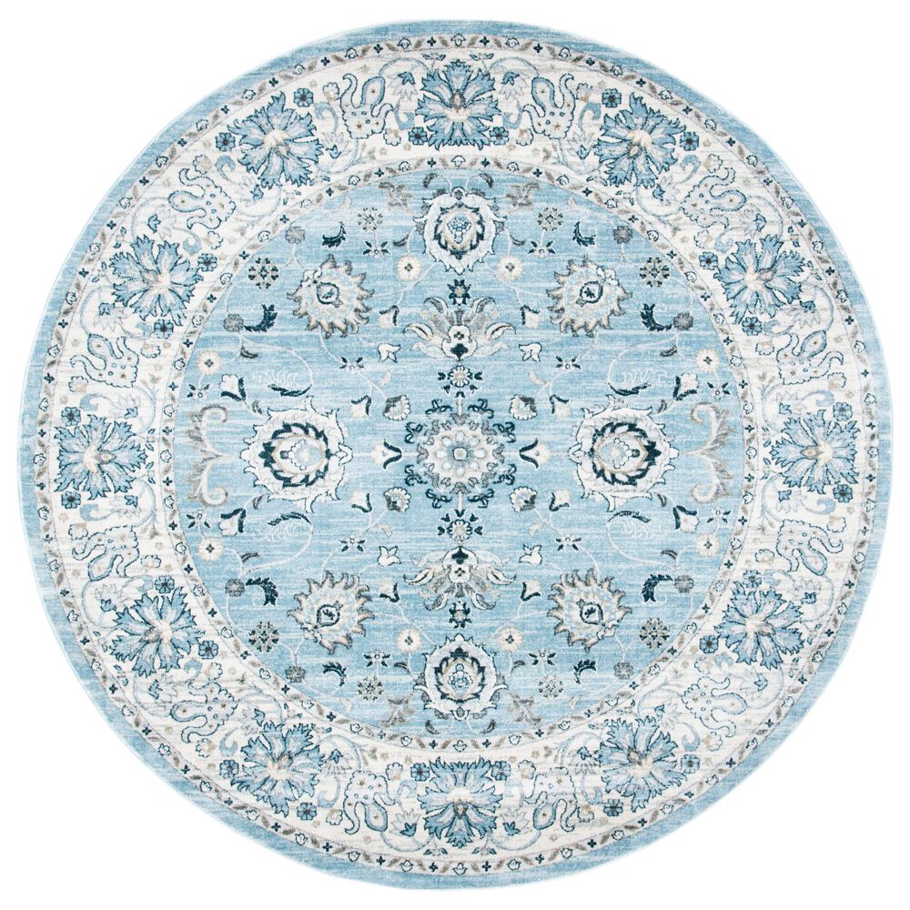 Safavieh Isabella ISA940M 6"7" Round Light Blue and Cream Area Rug, , large