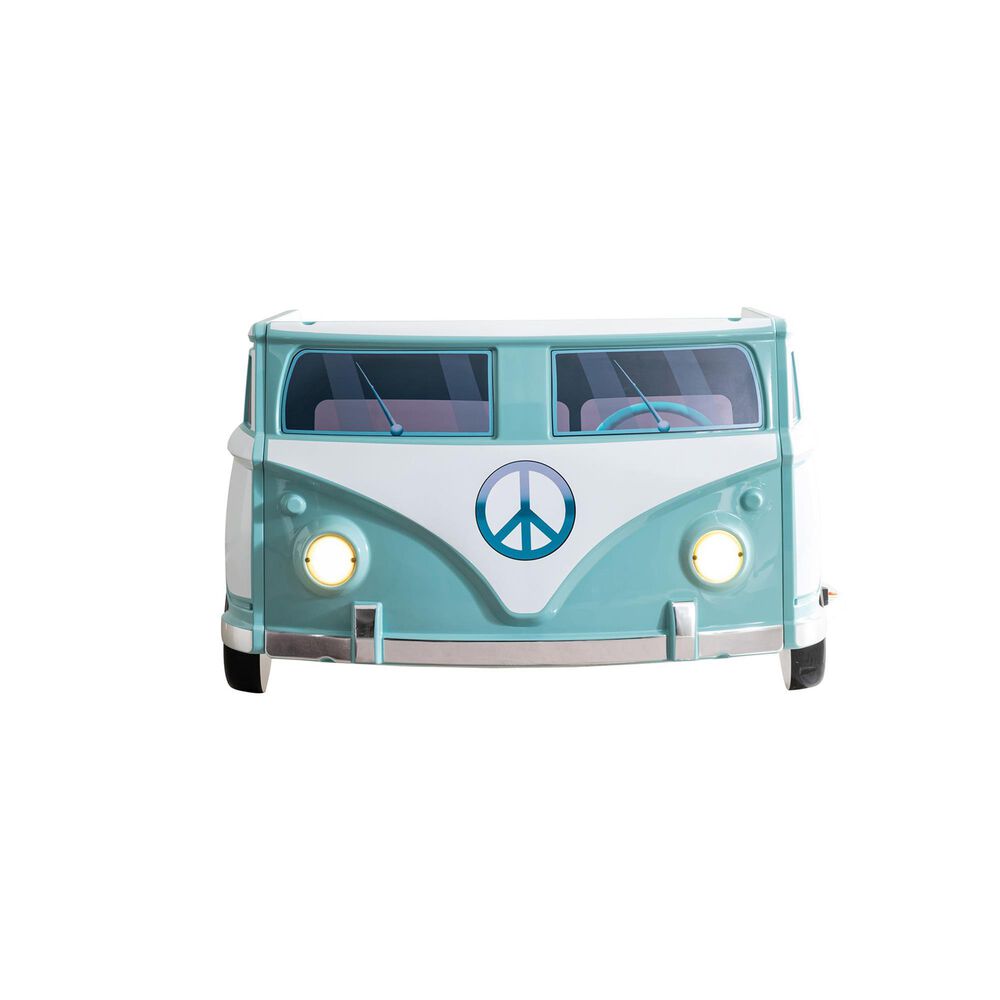 Furniture of America Peace Bus Twin Bed in Teal with LED Lights and Sound Effects, , large