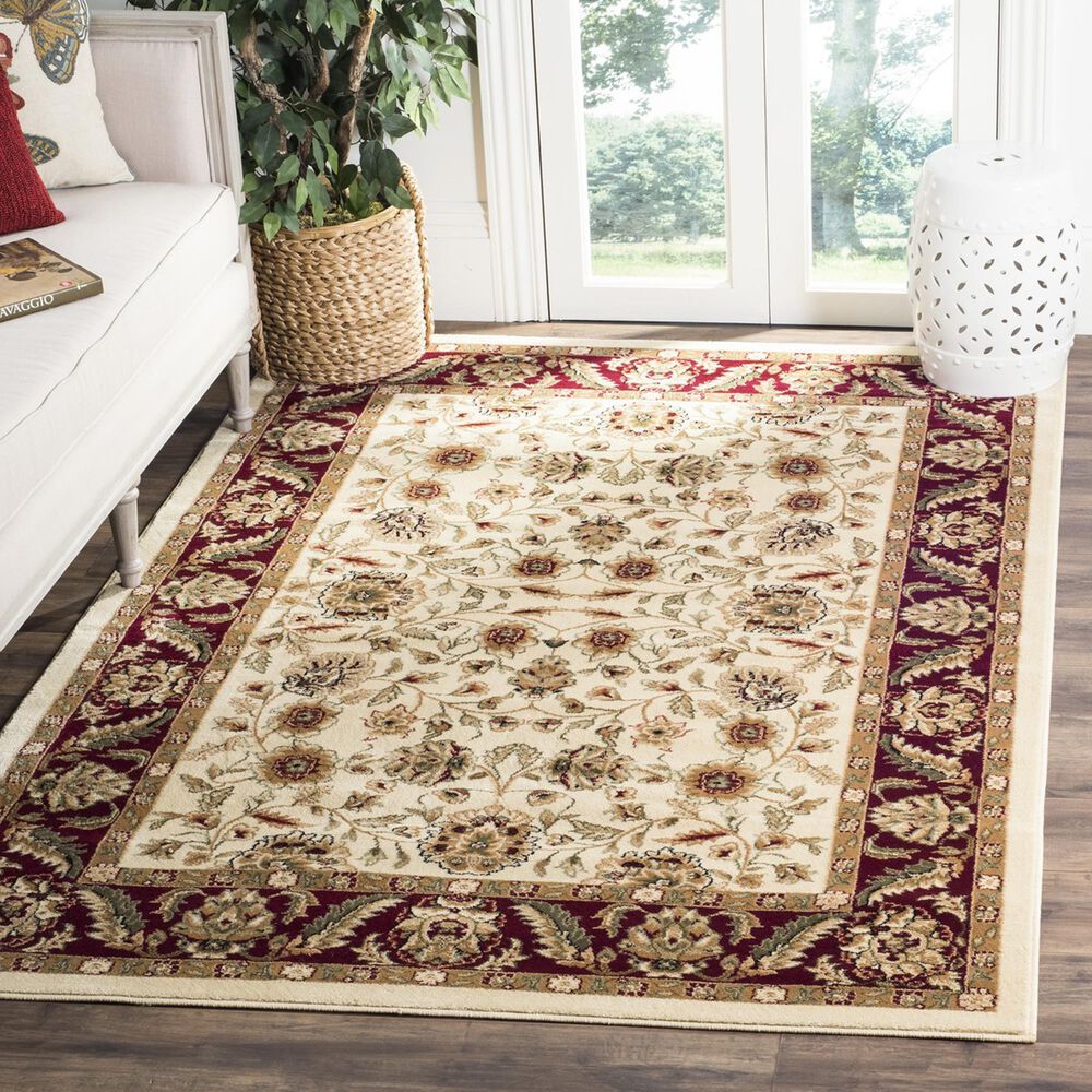Safavieh Lyndhurst LNH215 5&#39;3&quot; x 7&#39;6&quot; Ivory and Red Area Rug, , large