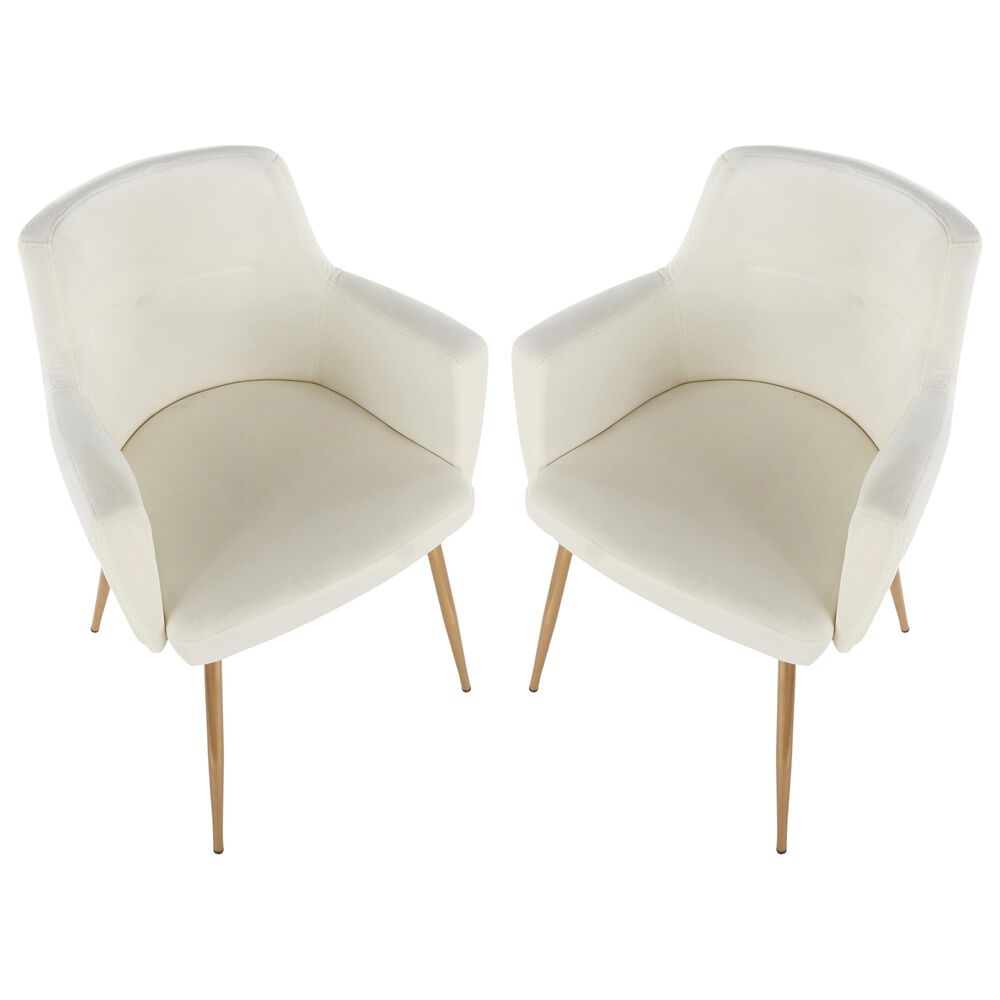 Lumisource Andrew Dining Chair in Cream/Gold &#40;Set of 2&#41;, , large