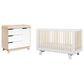Babyletto Hudson Crib and 3 Drawer Dresser Set in Washed Natural and White, , large