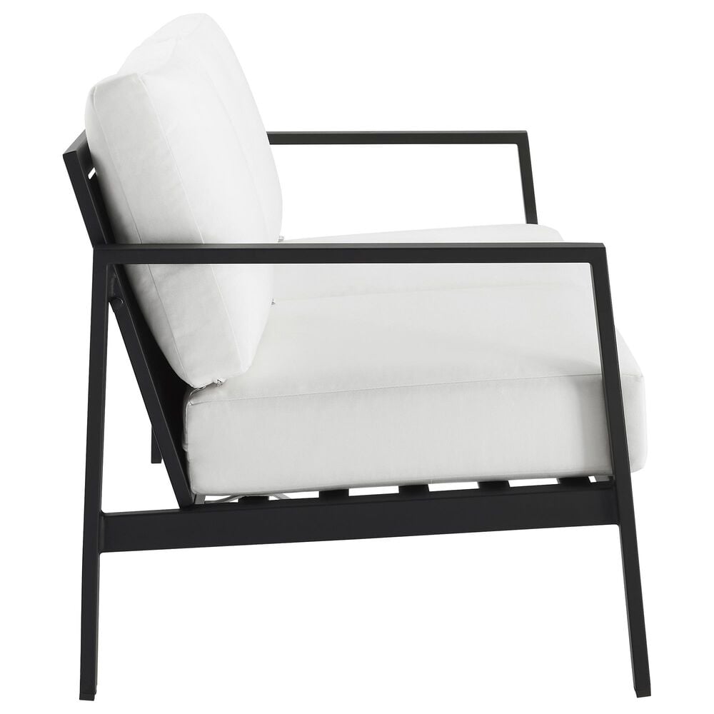 Linon Home Decor Holland Outdoor Loveseat with White Cushions in Black, , large
