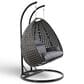 Leisuremod 57" Patio 2-Seat Hanging Egg Swing Chair with Charcoal Blue Cushion in Charcoal, , large