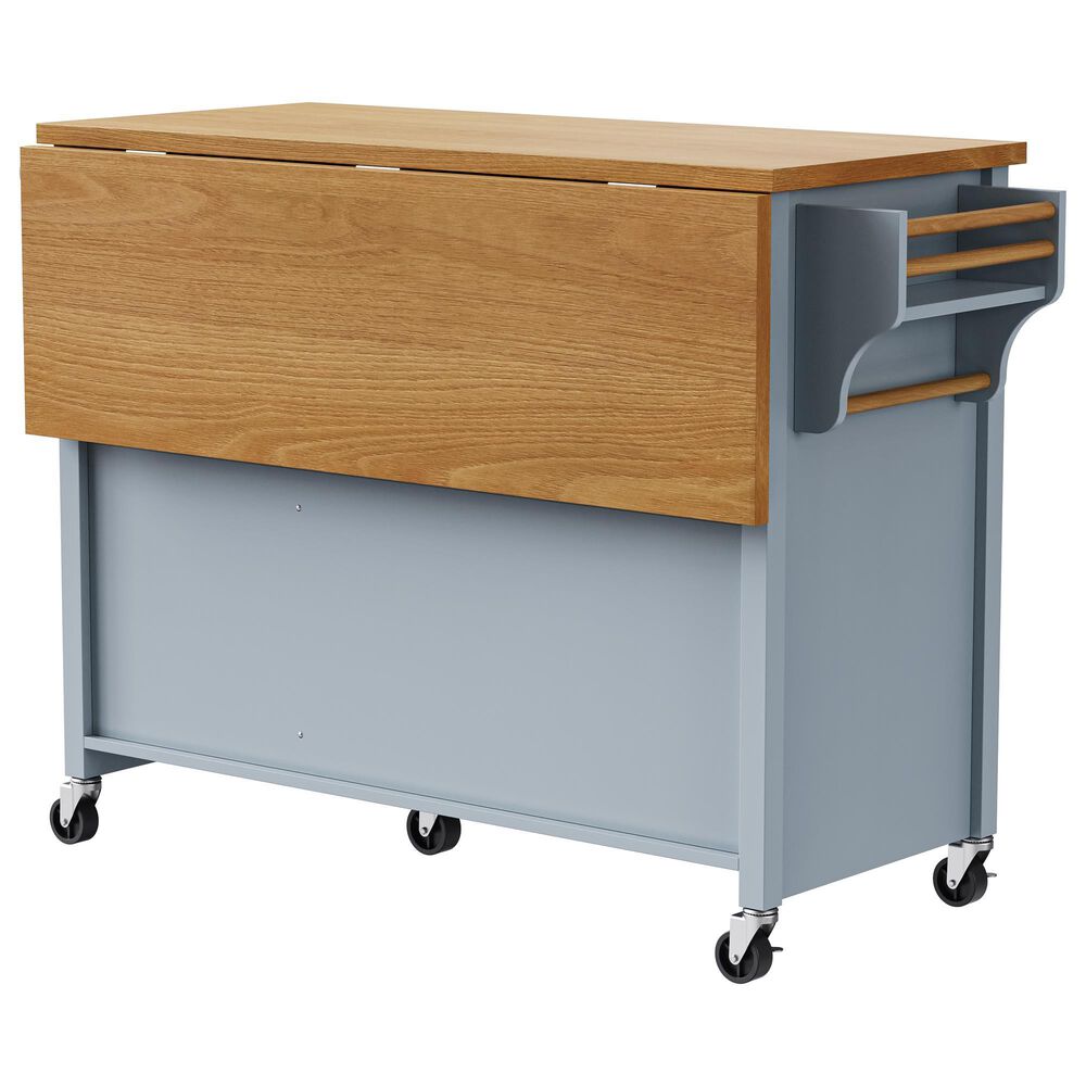 HOMLUX 52'' Kitchen Island with Drop Leaf in Blue Grey, , large