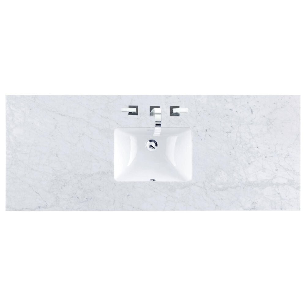 James Martin Vanities Brookfield 60&quot; Single Bathroom Vanity in Burnished Mahogany with 3 cm Carrara White Marble Top and Rectangle Sink, , large