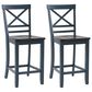 Linon Home Decor Aliza Counter Stool in Blue and Dark Grey (Set of 2), , large